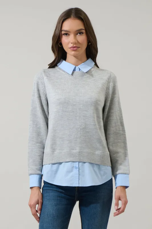 Azira Mix Media Collared Sweater made by Sugarlips