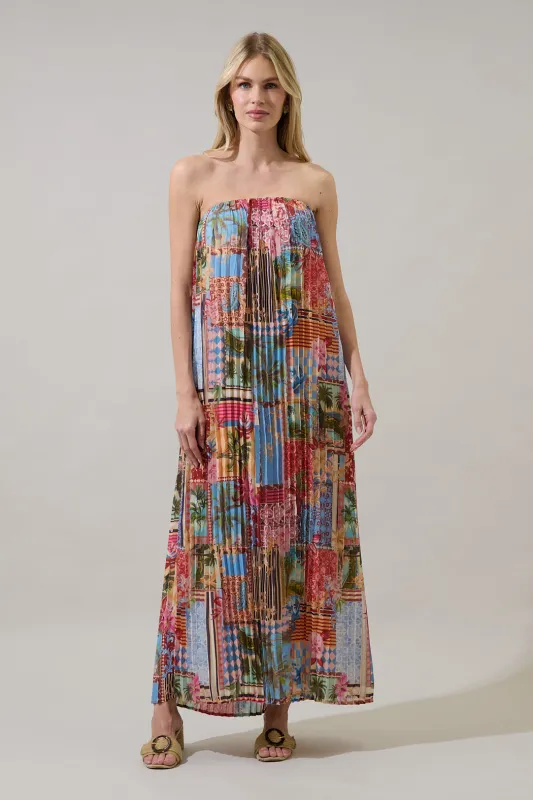 Melani Tropical Isabela Pleated Maxi Dress made by Sugarlips