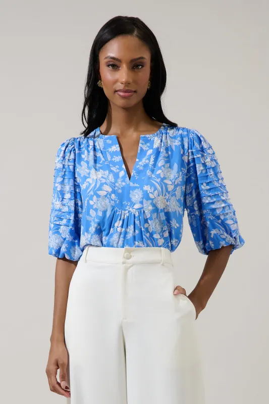 Odella Floral Cerry Pleated Top sold by Sugarlips