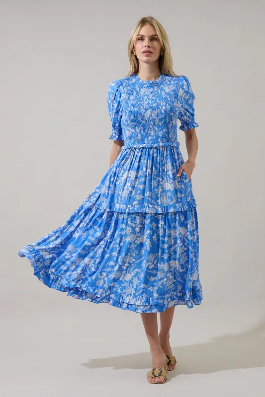 Odella Floral Analisa Smocked Midi Dress made by Sugarlips