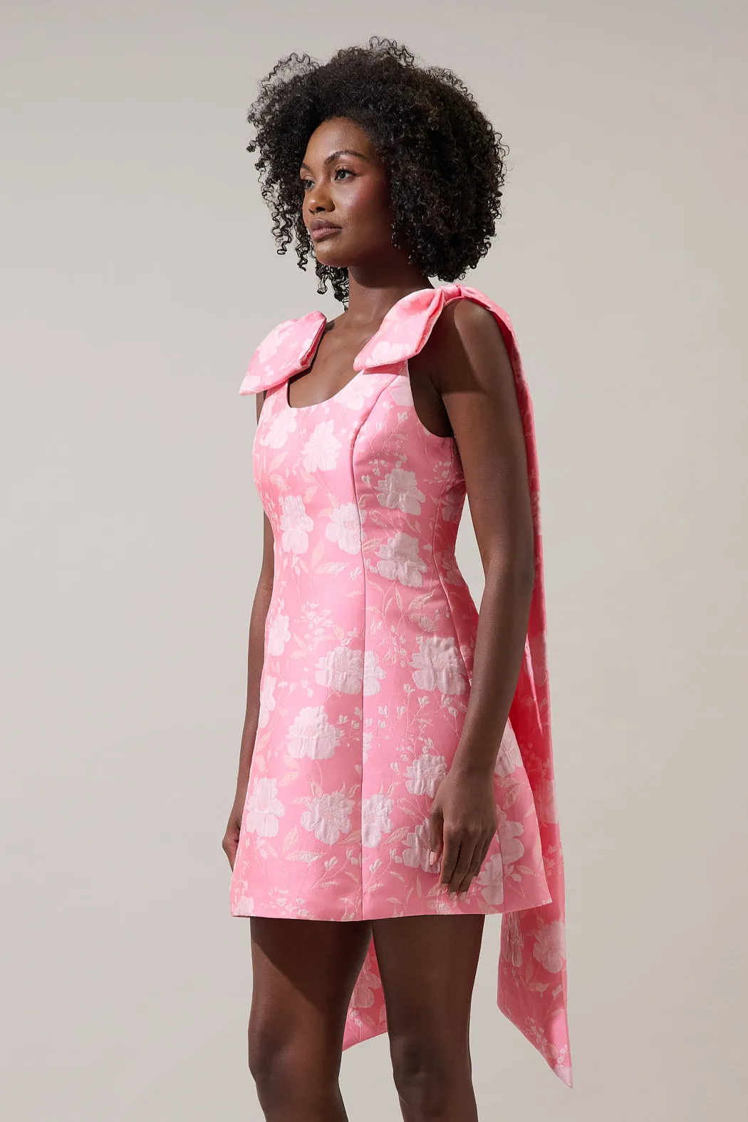 Nicole Jacquard Bow Sash Mini Dress sold by Sugarlips product image thumbnail 3