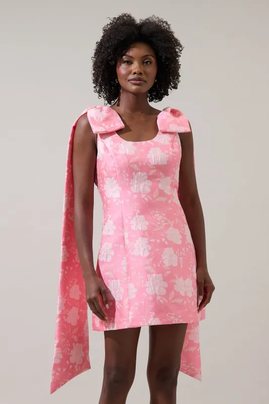 Nicole Jacquard Bow Sash Mini Dress made by Sugarlips