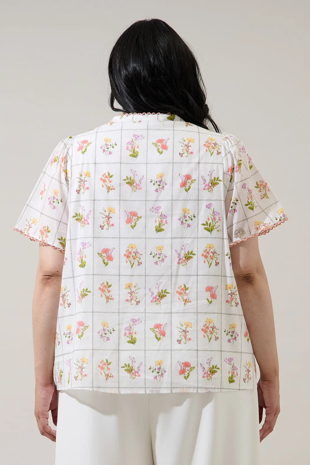 Diane Floral Hilda Split Neck Top Curve sold by Sugarlips product image thumbnail 2