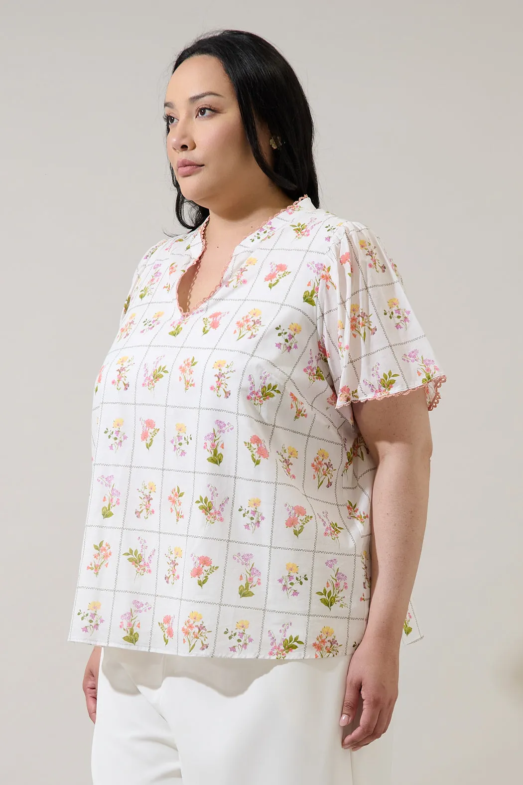 Diane Floral Hilda Split Neck Top Curve sold by Sugarlips product image thumbnail 3