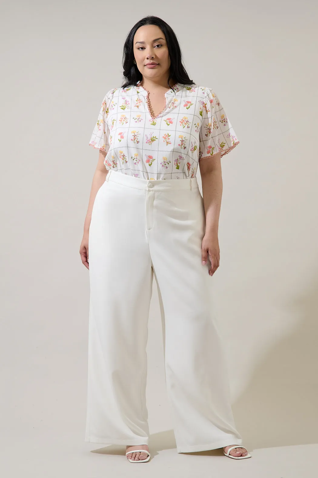 Diane Floral Hilda Split Neck Top Curve sold by Sugarlips product image thumbnail 4