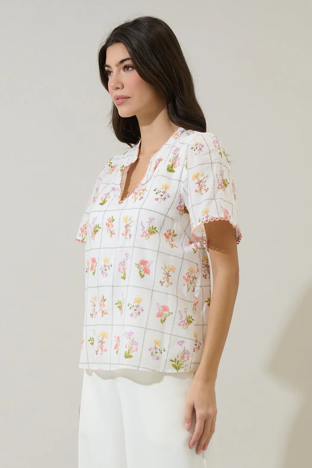 Diane Floral Hilda Split Neck Top sold by Sugarlips product image thumbnail 3