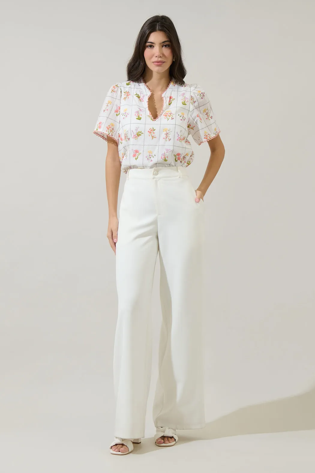 Diane Floral Hilda Split Neck Top sold by Sugarlips product image thumbnail 4