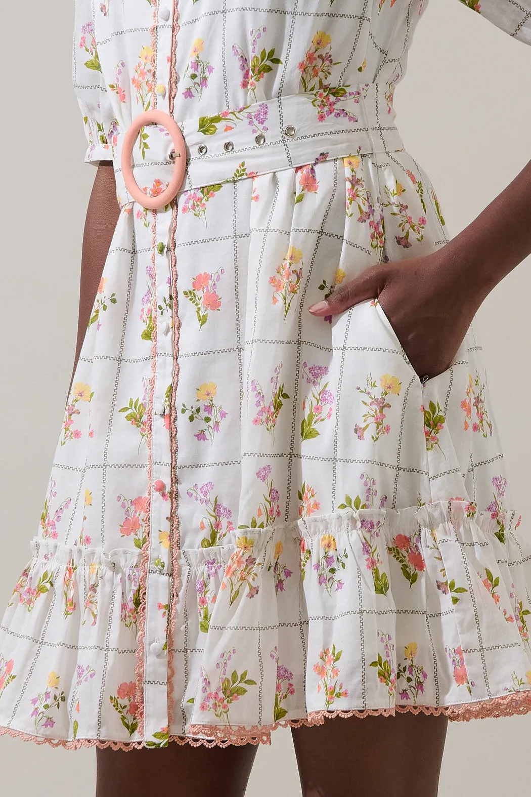 Diane Floral Redna Button Down Mini Dress sold by Sugarlips product image thumbnail 5