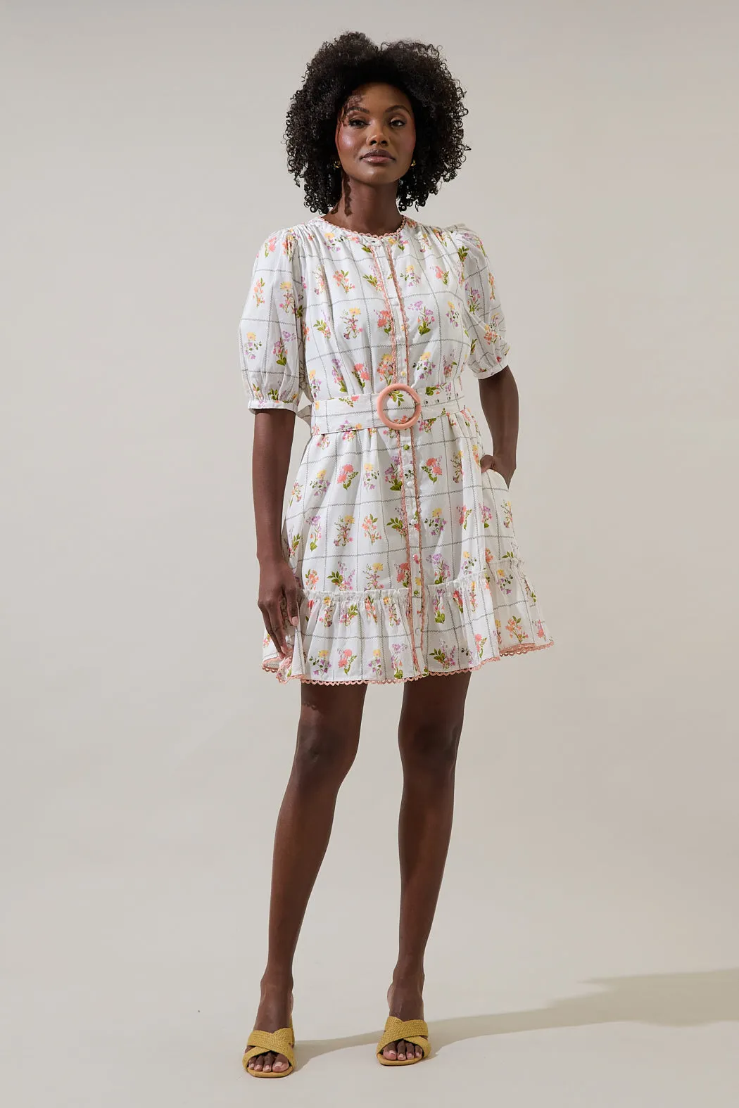 Diane Floral Redna Button Down Mini Dress sold by Sugarlips product image thumbnail 4