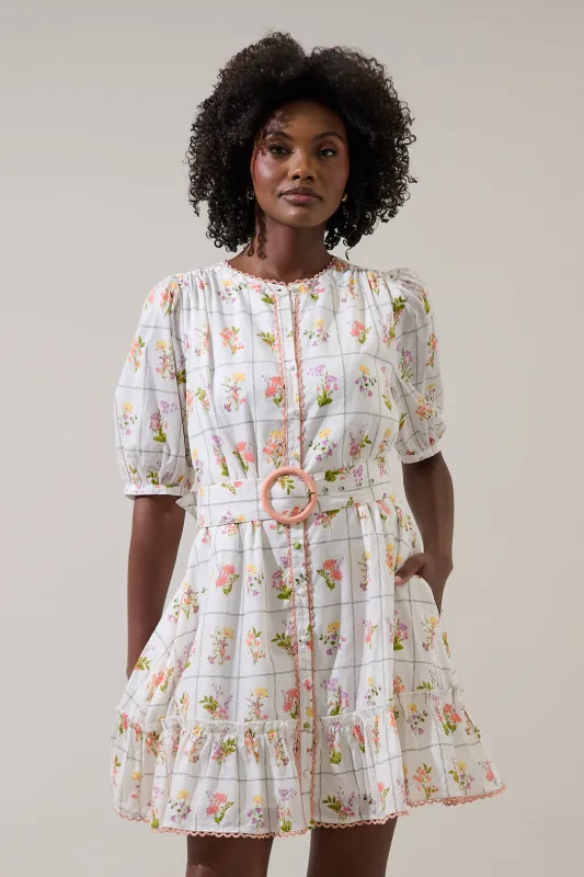 Diane Floral Redna Button Down Mini Dress sold by Sugarlips