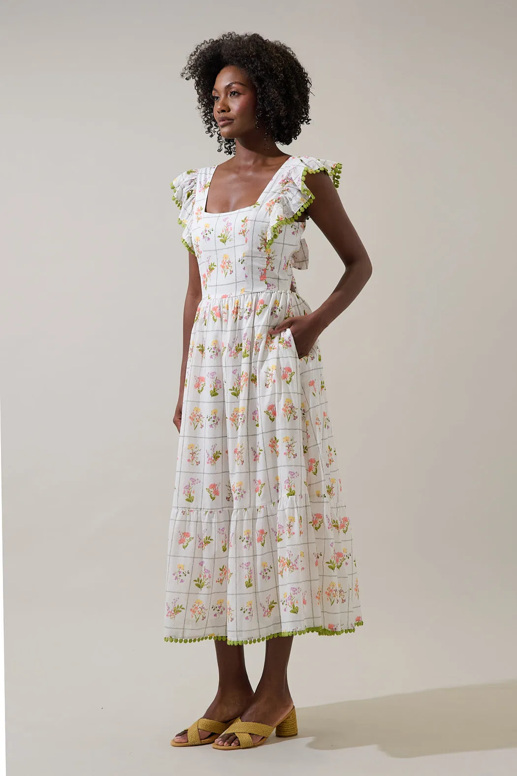Diane Floral Maira Tie Back Midi Dress sold by Sugarlips product image thumbnail 3