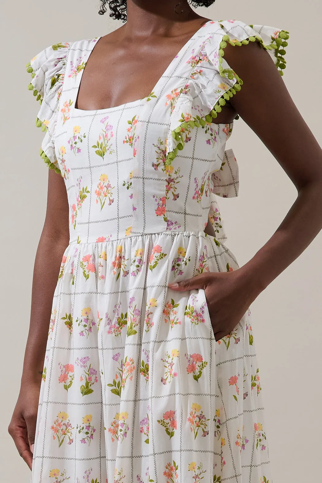 Diane Floral Maira Tie Back Midi Dress sold by Sugarlips product image thumbnail 4