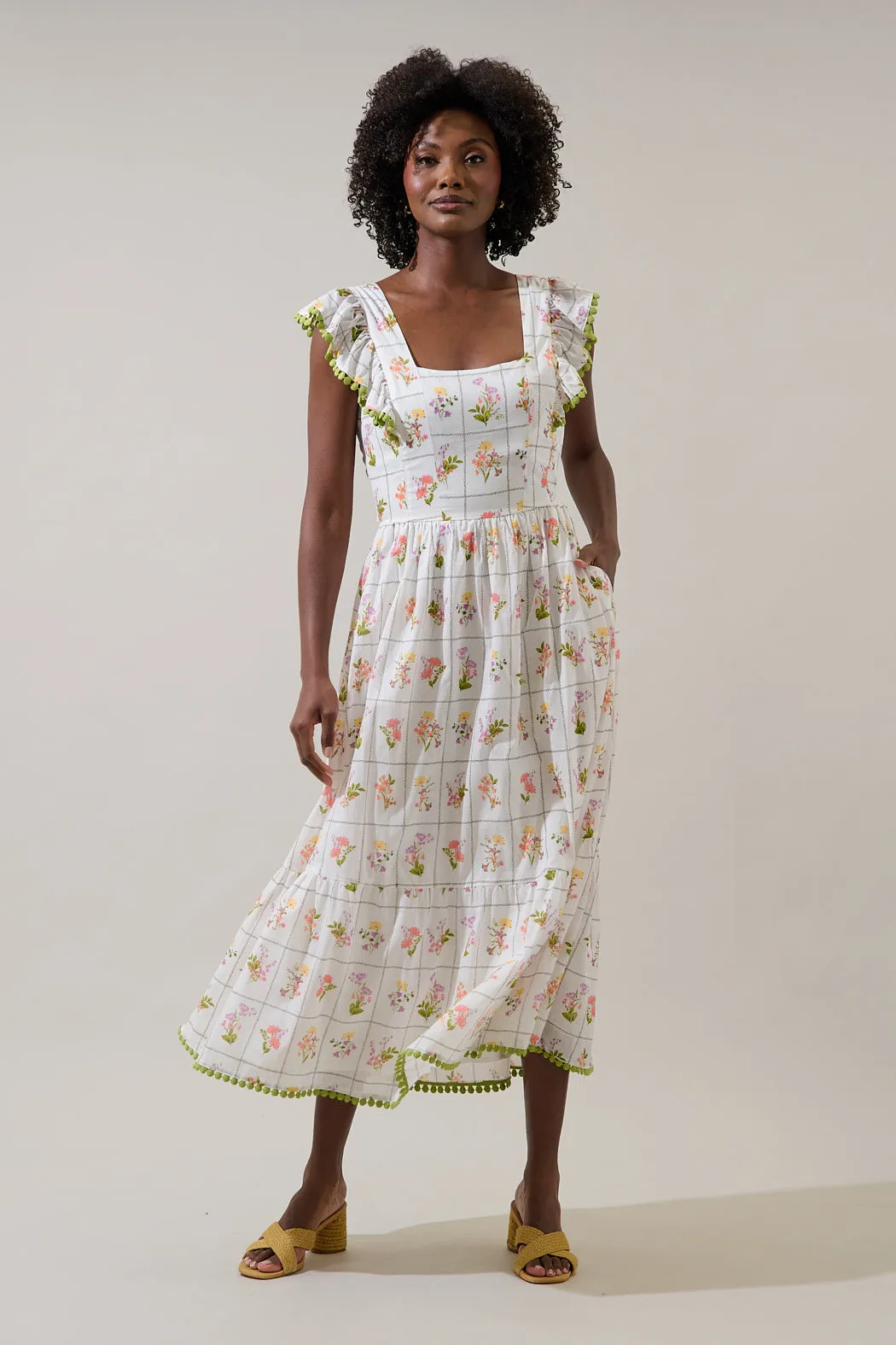 Diane Floral Maira Tie Back Midi Dress sold by Sugarlips