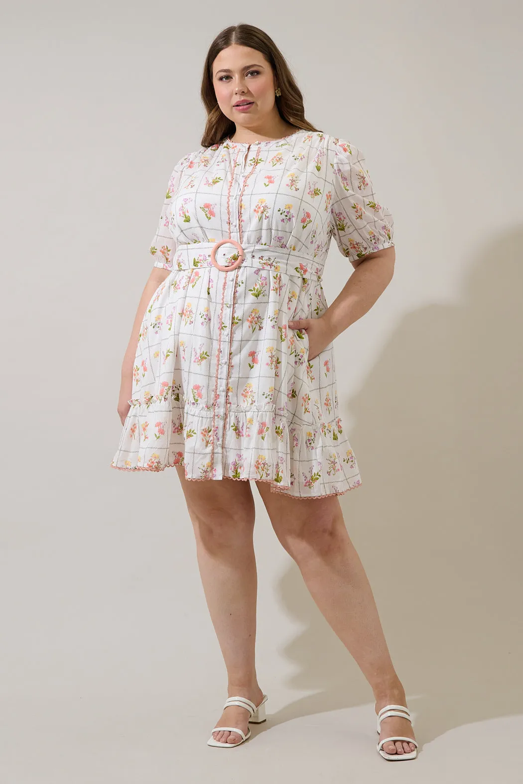 Diane Floral Redna Button Down Mini Dress Curve sold by Sugarlips product image thumbnail 4