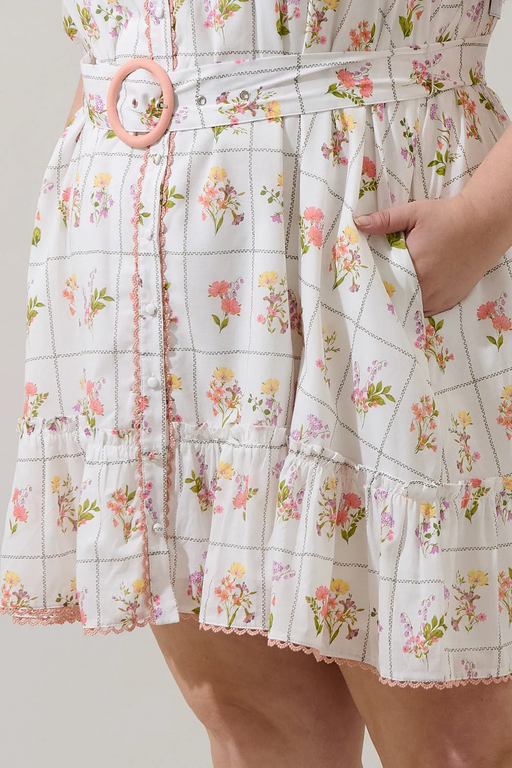 Diane Floral Redna Button Down Mini Dress Curve sold by Sugarlips product image thumbnail 5