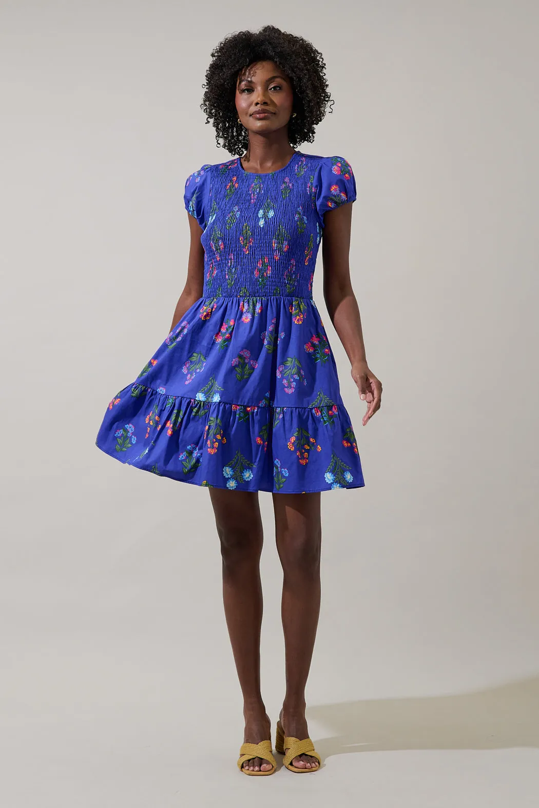 Clemen Floral Ansel Smocked Mini Dress sold by Sugarlips product image thumbnail 4