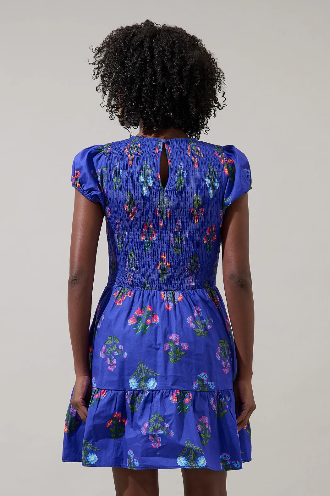 Clemen Floral Ansel Smocked Mini Dress sold by Sugarlips product image thumbnail 2