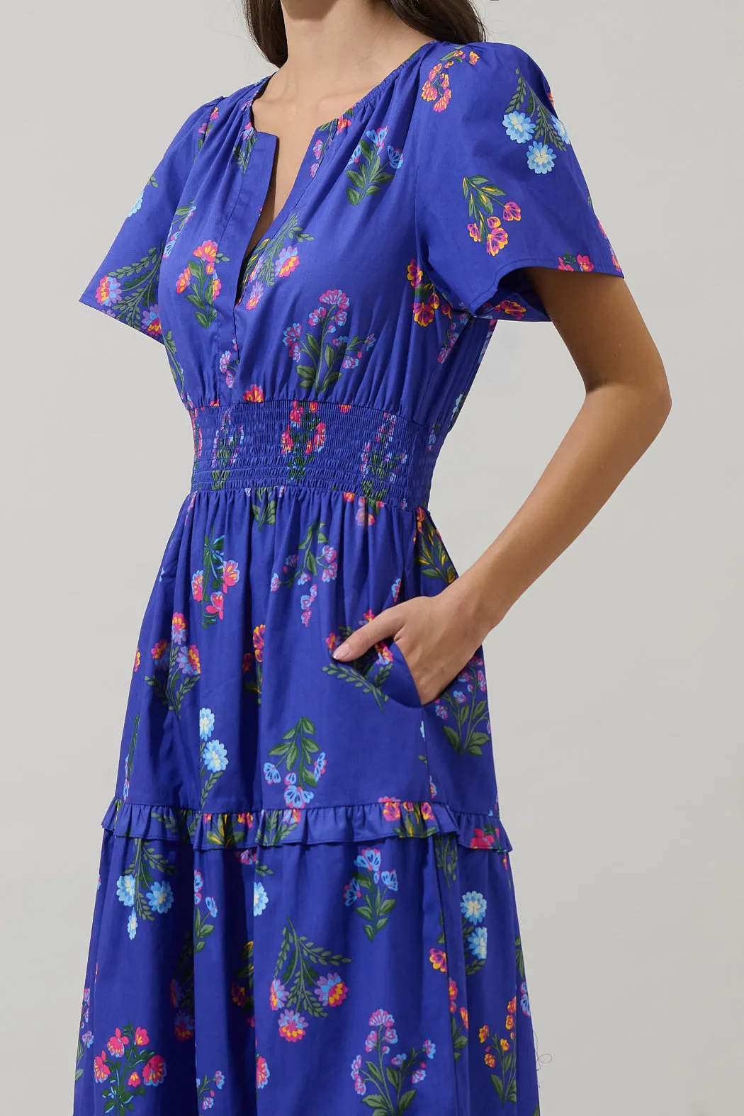 Clemen Floral Palmer Poplin Tiered Maxi Dress sold by Sugarlips product image thumbnail 4