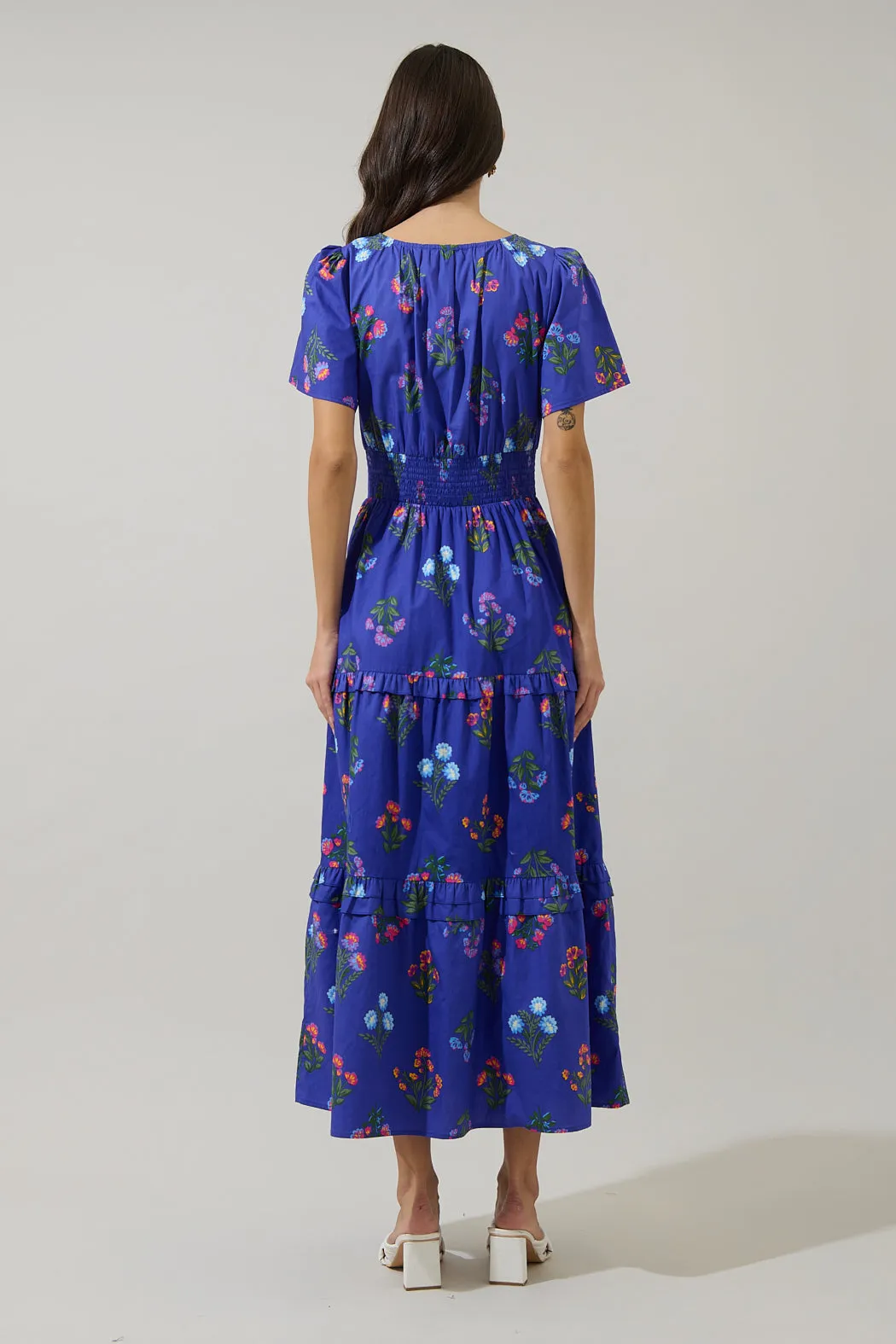 Clemen Floral Palmer Poplin Tiered Maxi Dress sold by Sugarlips product image thumbnail 2