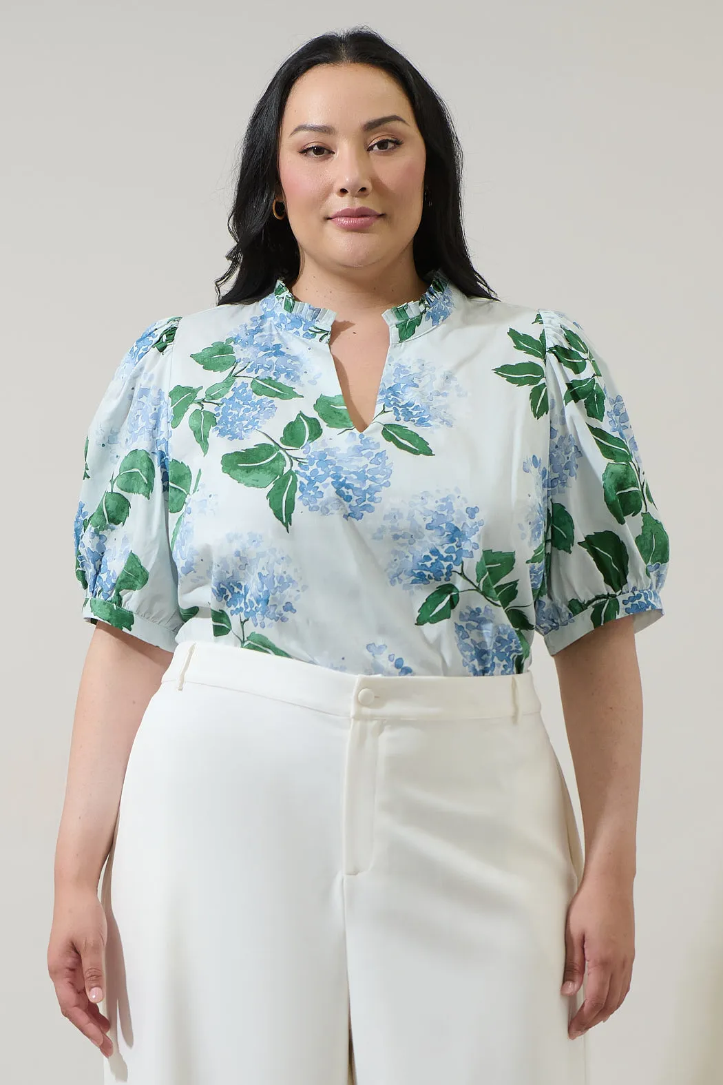 Mirla Floral Terri Puff Sleeve Top Curve sold by Sugarlips