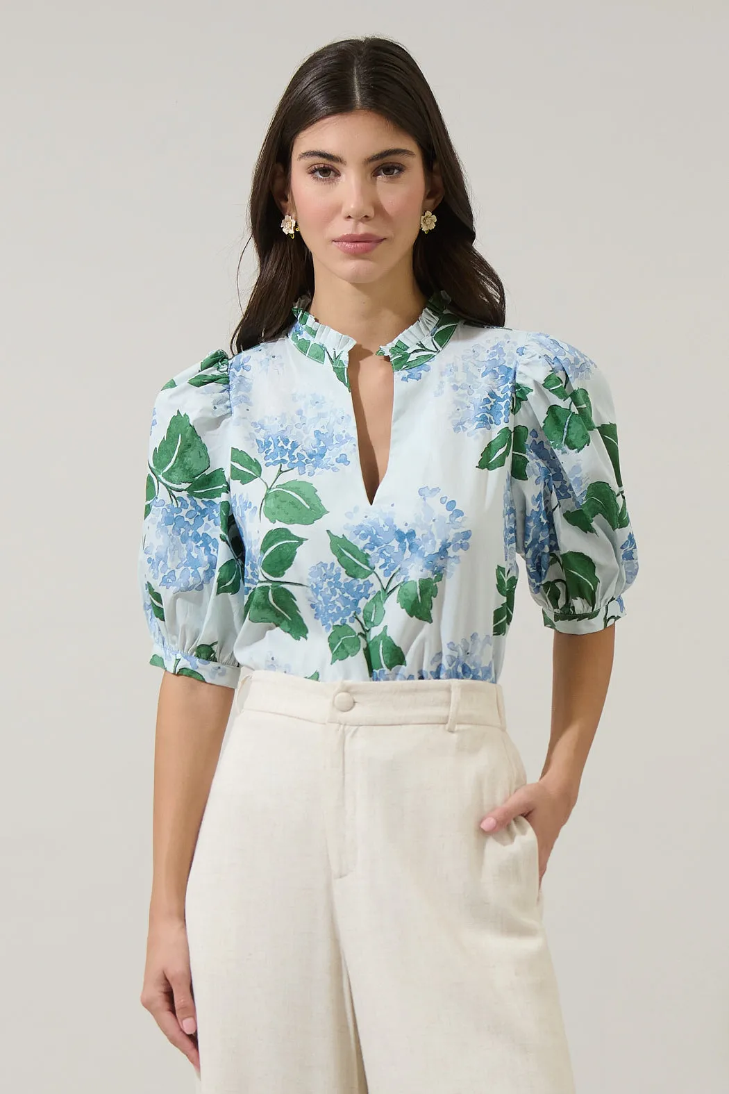 Mirla Floral Terri Puff Sleeve Top sold by Sugarlips