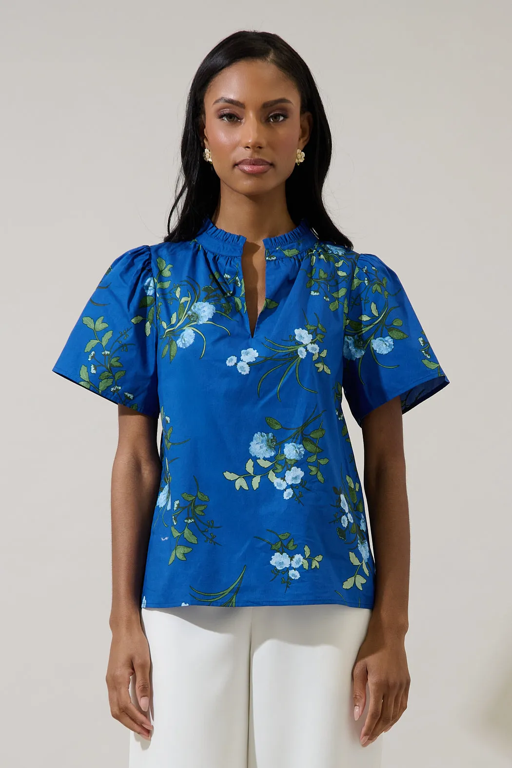 Sendra Floral Reva Split Neck Top sold by Sugarlips product image thumbnail 5