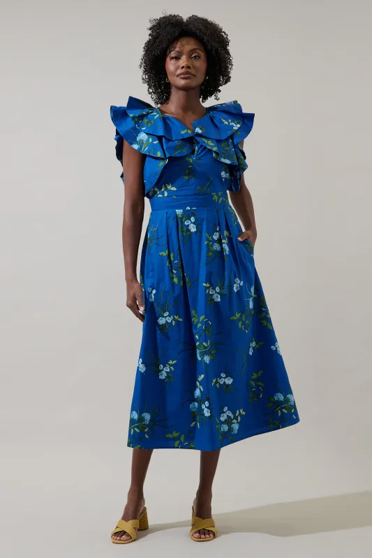 Sendra Floral Santana Tie Back Midi Dress made by Sugarlips