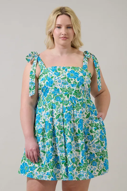 Bivore Floral Gracia Pleated Mini Dress Curve sold by Sugarlips