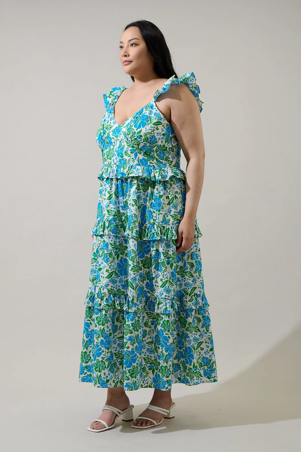 Bivore Floral Truth Tiered Maxi Dress Curve sold by Sugarlips product image thumbnail 3