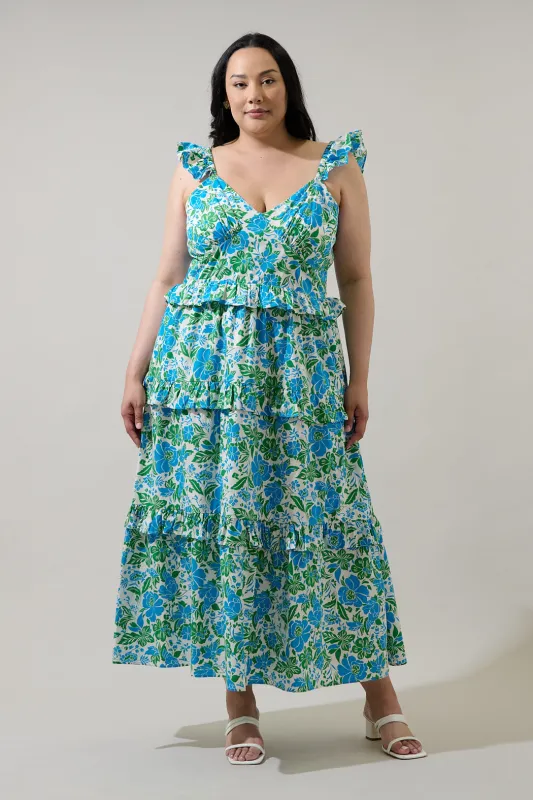 Bivore Floral Truth Tiered Maxi Dress Curve made by Sugarlips