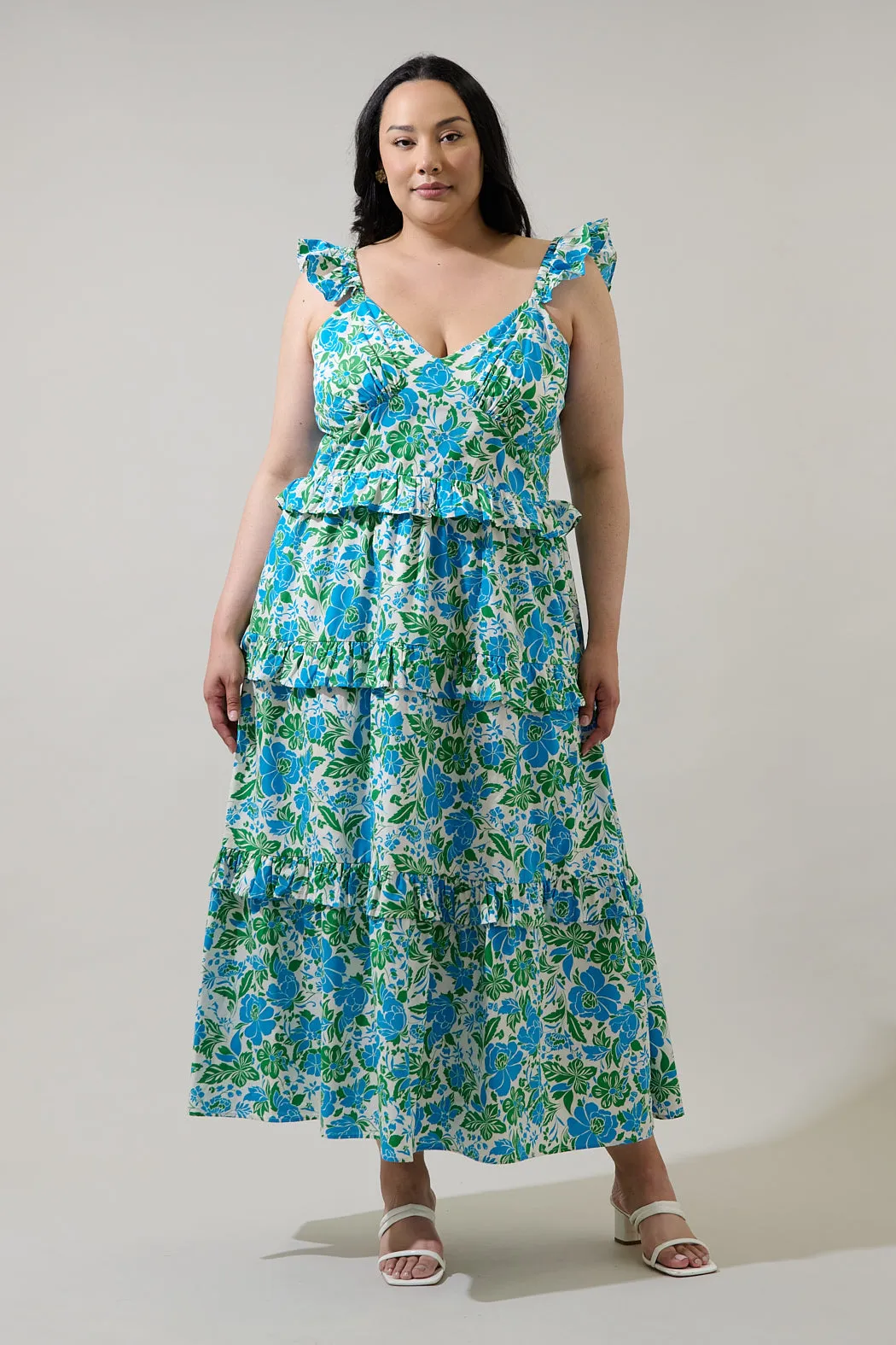 Bivore Floral Truth Tiered Maxi Dress Curve sold by Sugarlips
