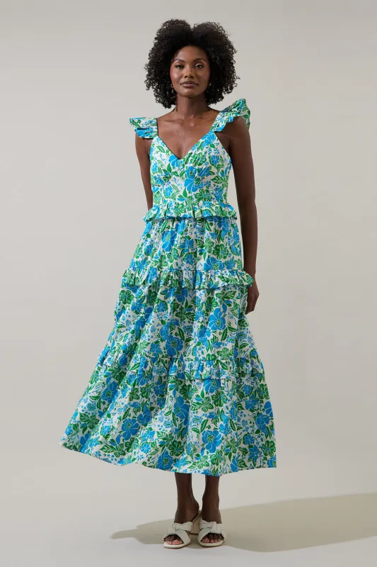 Bivore Floral Truth Tiered Maxi Dress made by Sugarlips