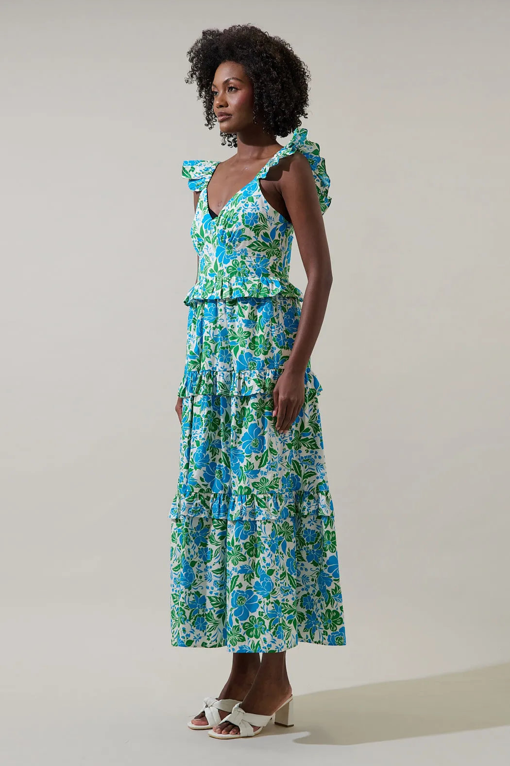 Bivore Floral Truth Tiered Maxi Dress sold by Sugarlips product image thumbnail 3