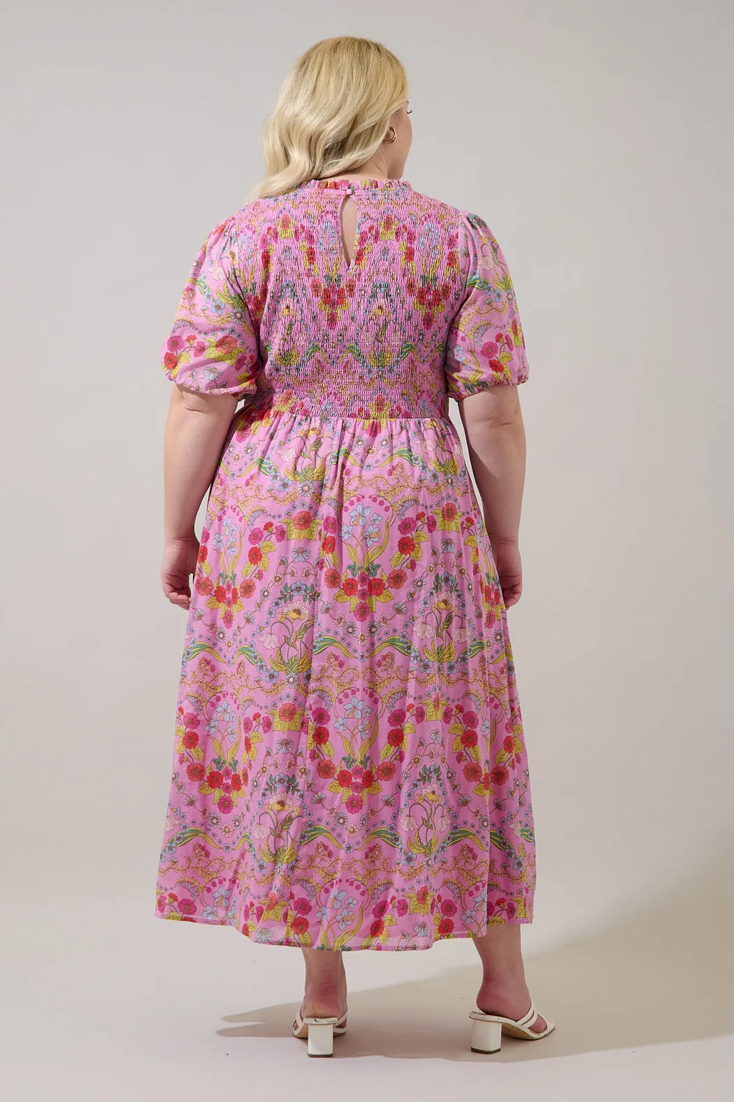 Ramsie Floral Bermy Smocked Maxi Dress Curve sold by Sugarlips product image thumbnail 2