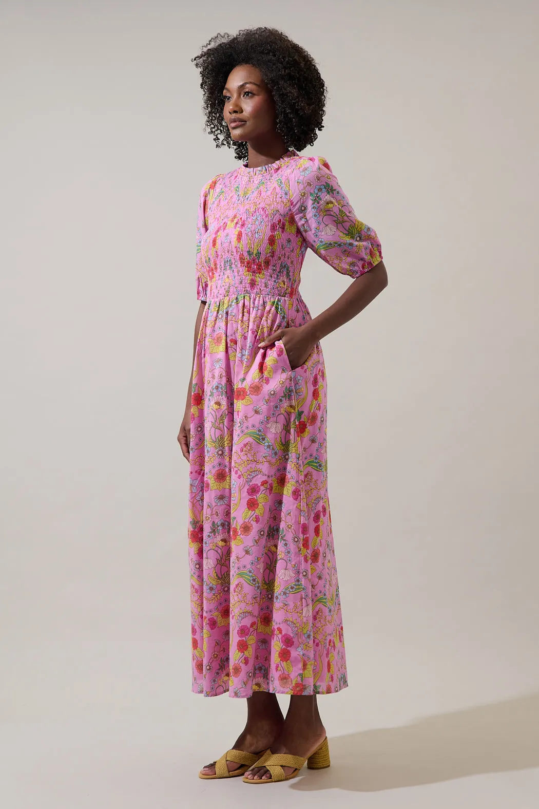 Ramsie Floral Bermy Smocked Maxi Dress sold by Sugarlips product image thumbnail 3