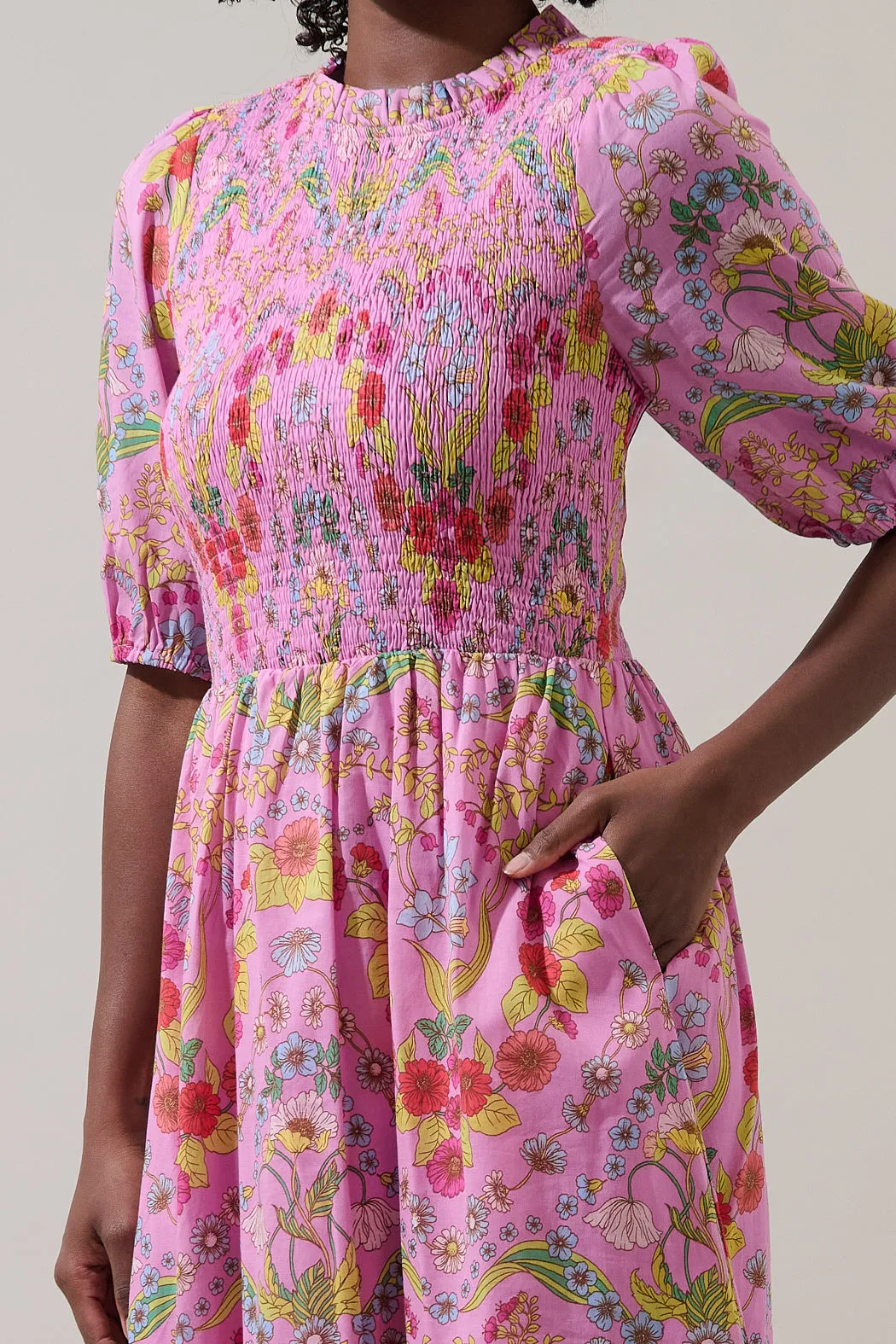 Ramsie Floral Bermy Smocked Maxi Dress sold by Sugarlips product image thumbnail 4