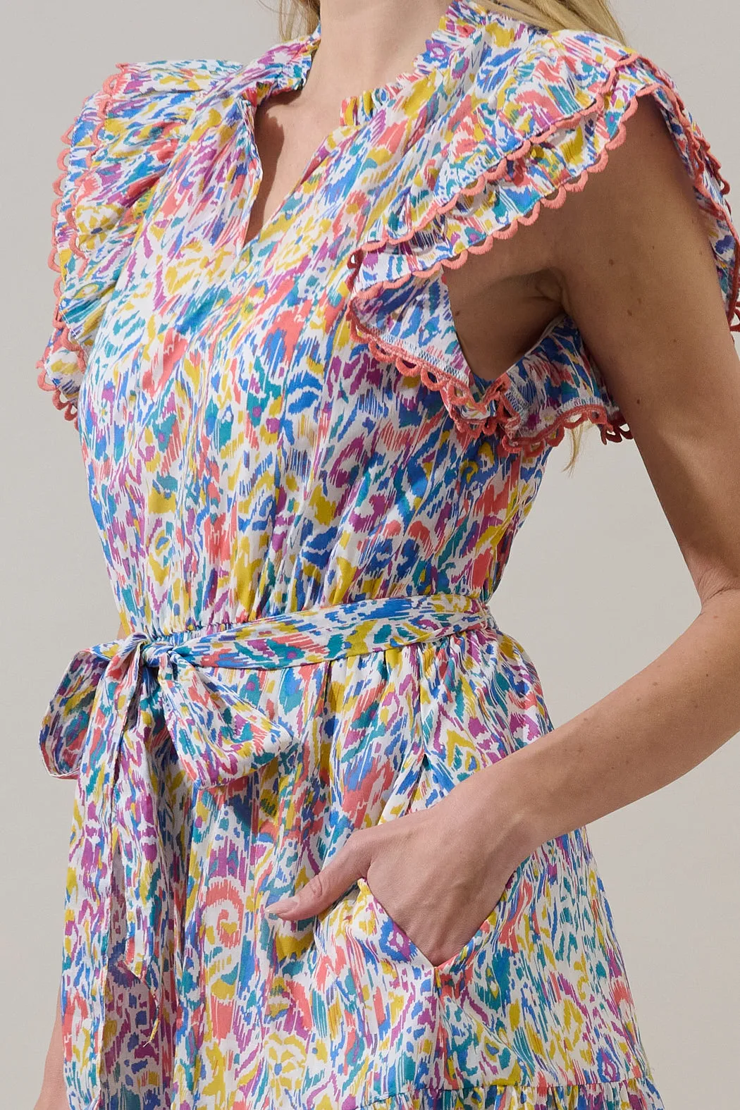 Malva Abstract Eriny Ruffle Mini Dress sold by Sugarlips product image thumbnail 5