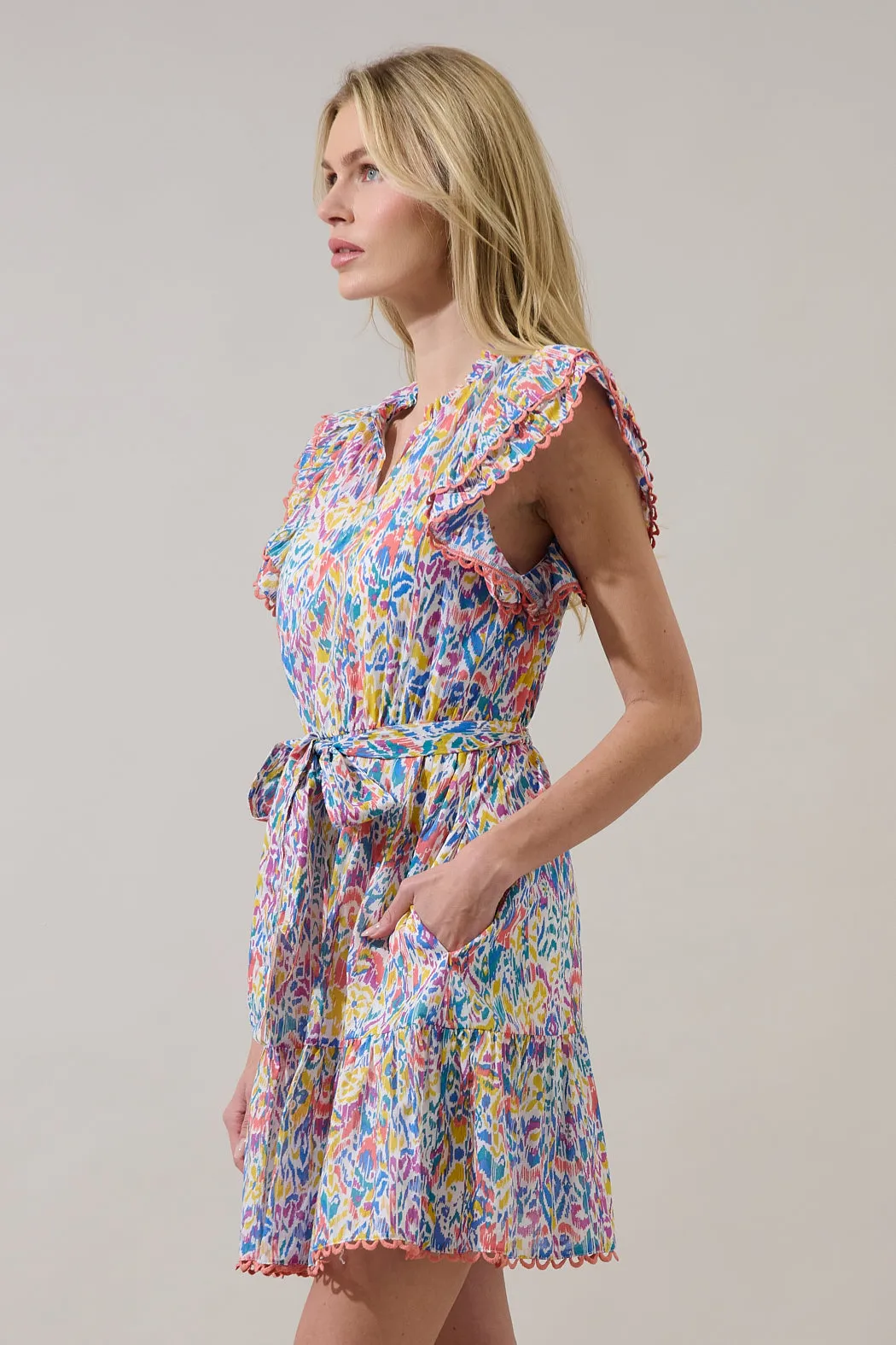 Malva Abstract Eriny Ruffle Mini Dress sold by Sugarlips product image thumbnail 3