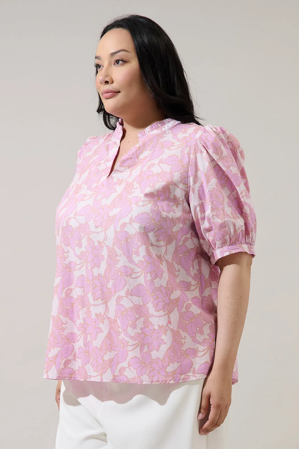 Daney Floral Terri Puff Sleeve Top Curve sold by Sugarlips product image thumbnail 3