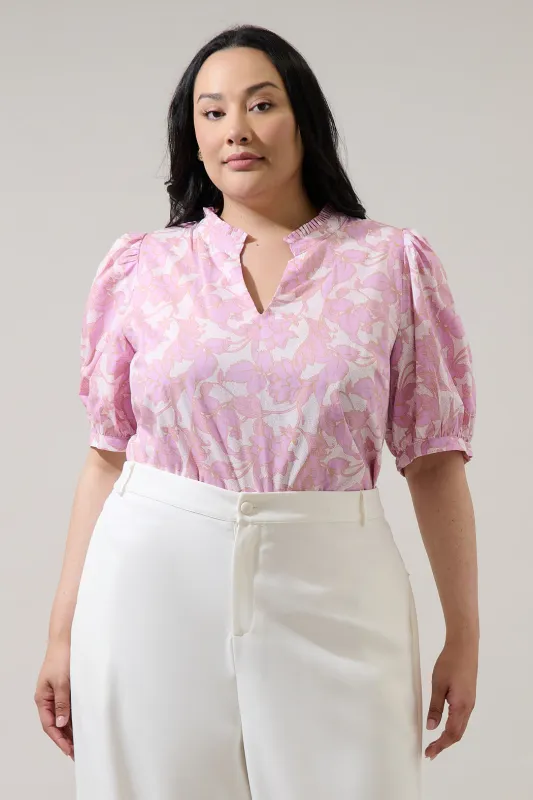 Daney Floral Terri Puff Sleeve Top Curve made by Sugarlips