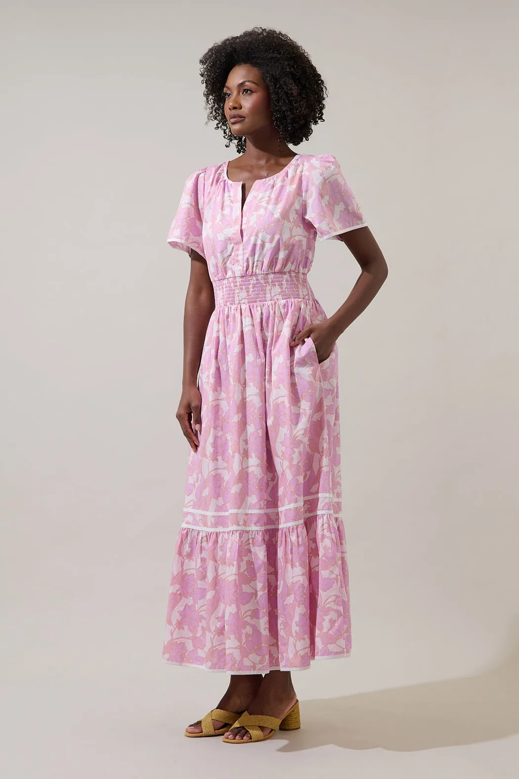Daney Floral Ordy Smocked Midi Dress sold by Sugarlips product image thumbnail 3