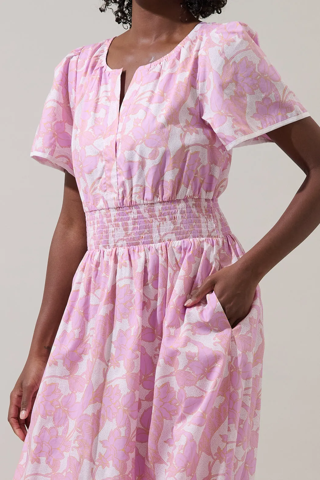 Daney Floral Ordy Smocked Midi Dress sold by Sugarlips product image thumbnail 4