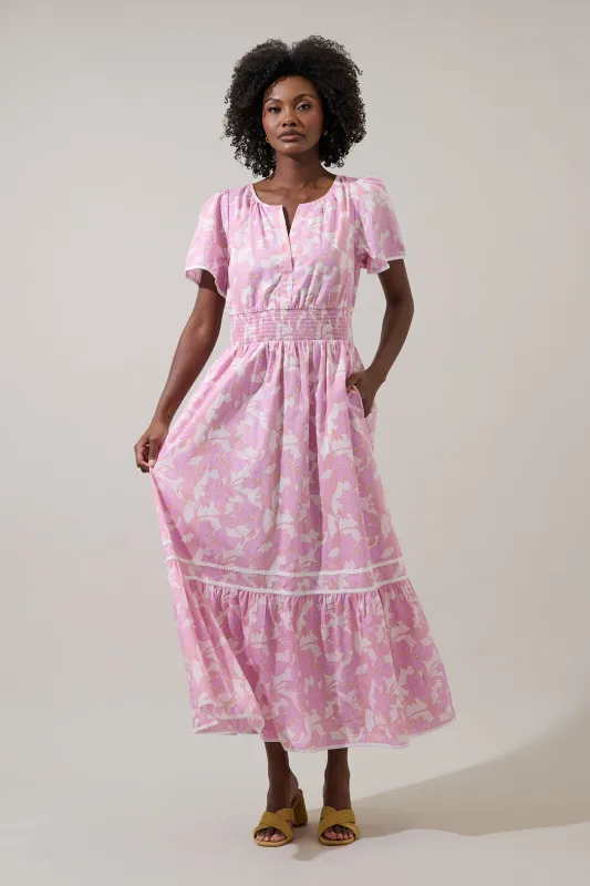 Daney Floral Ordy Smocked Midi Dress made by Sugarlips