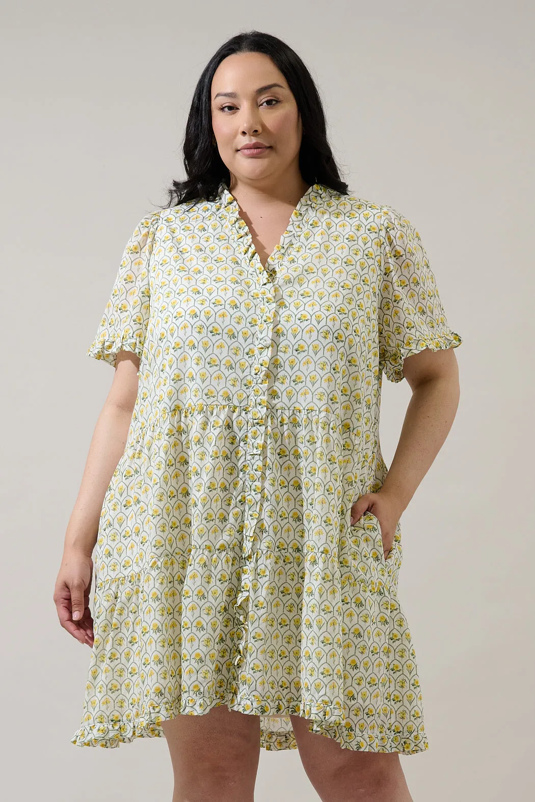Trinny Floral Kara Shift Mini Dress Curve sold by Sugarlips