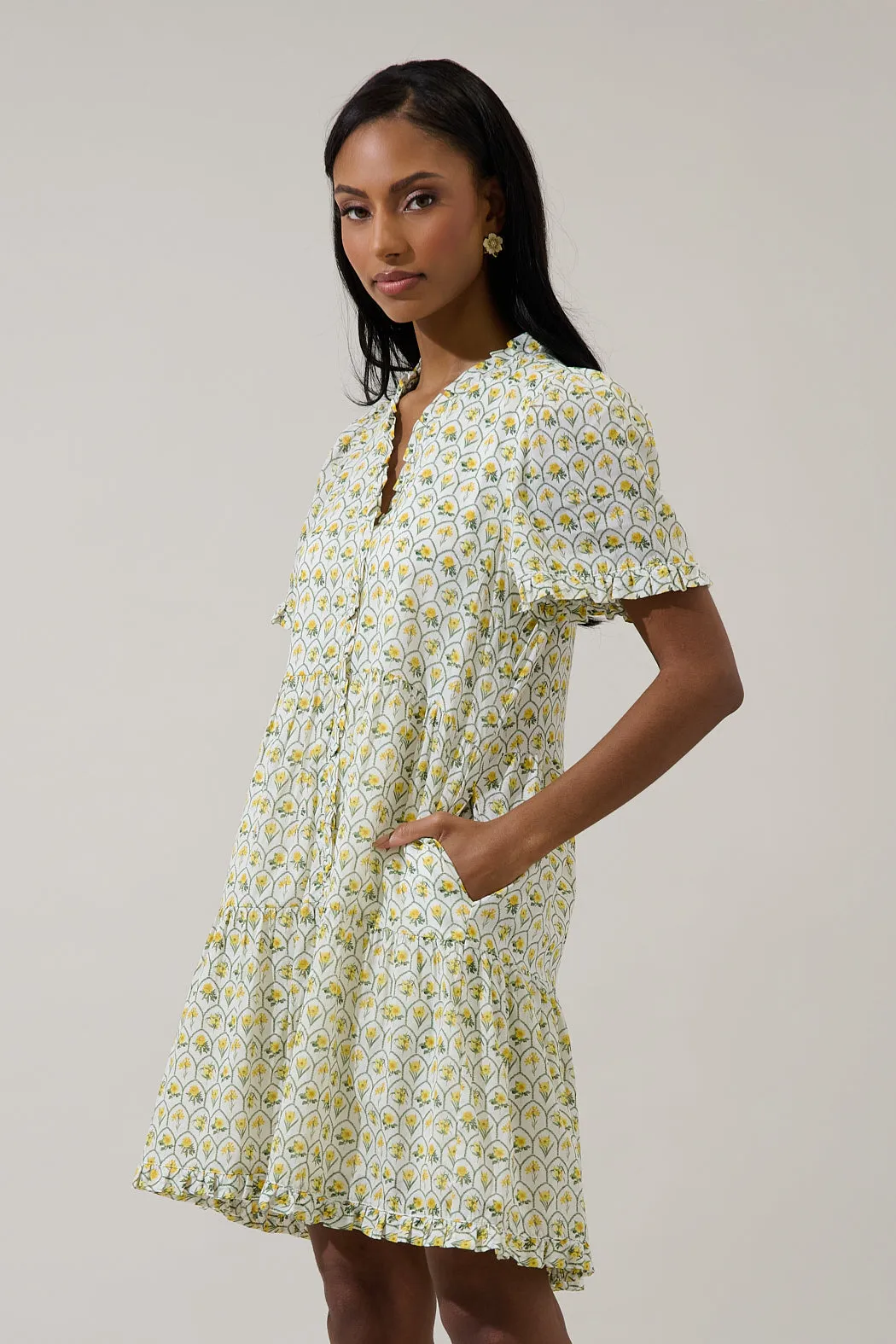 Trinny Floral Kara Shift Mini Dress sold by Sugarlips product image thumbnail 3