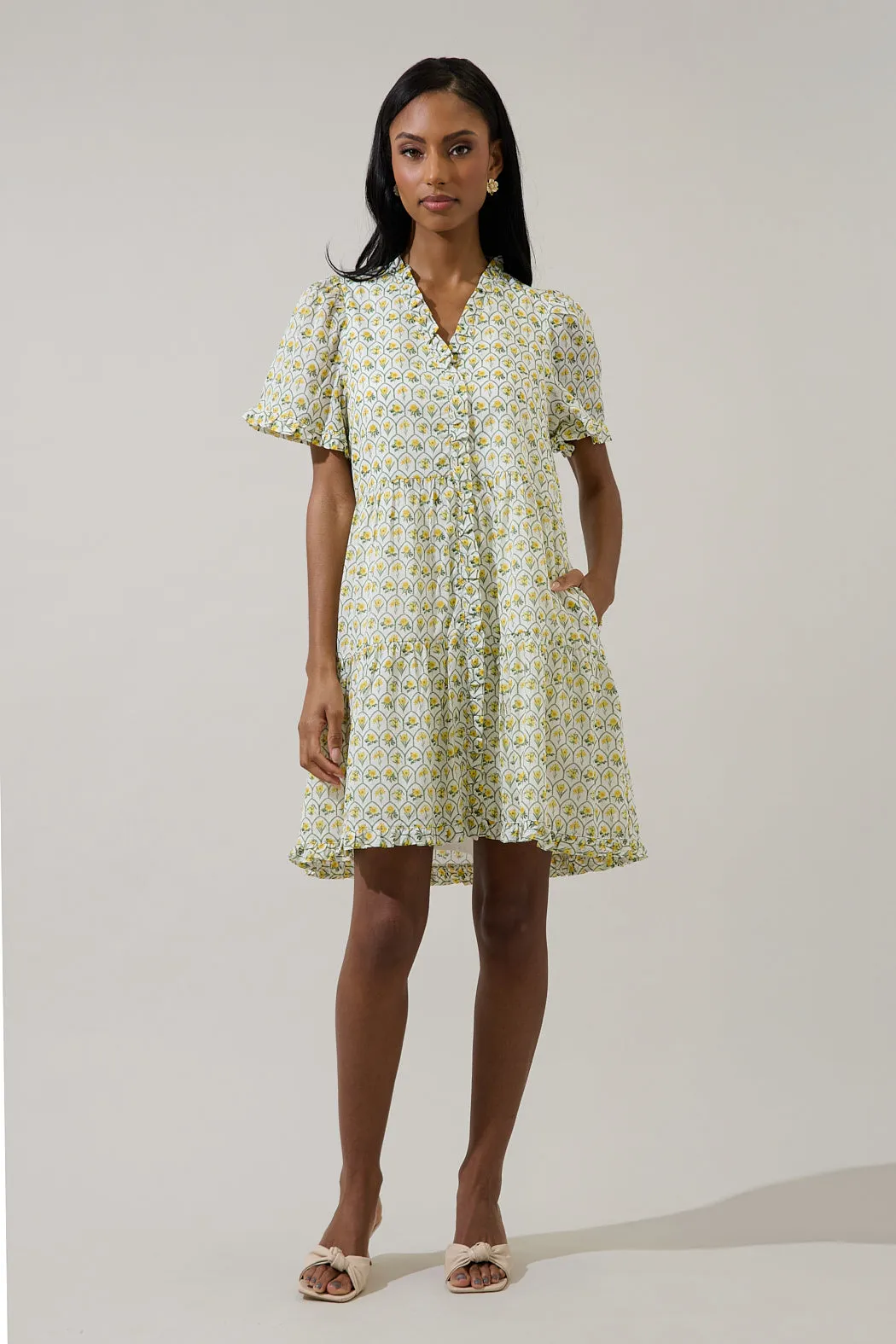 Trinny Floral Kara Shift Mini Dress sold by Sugarlips product image thumbnail 4