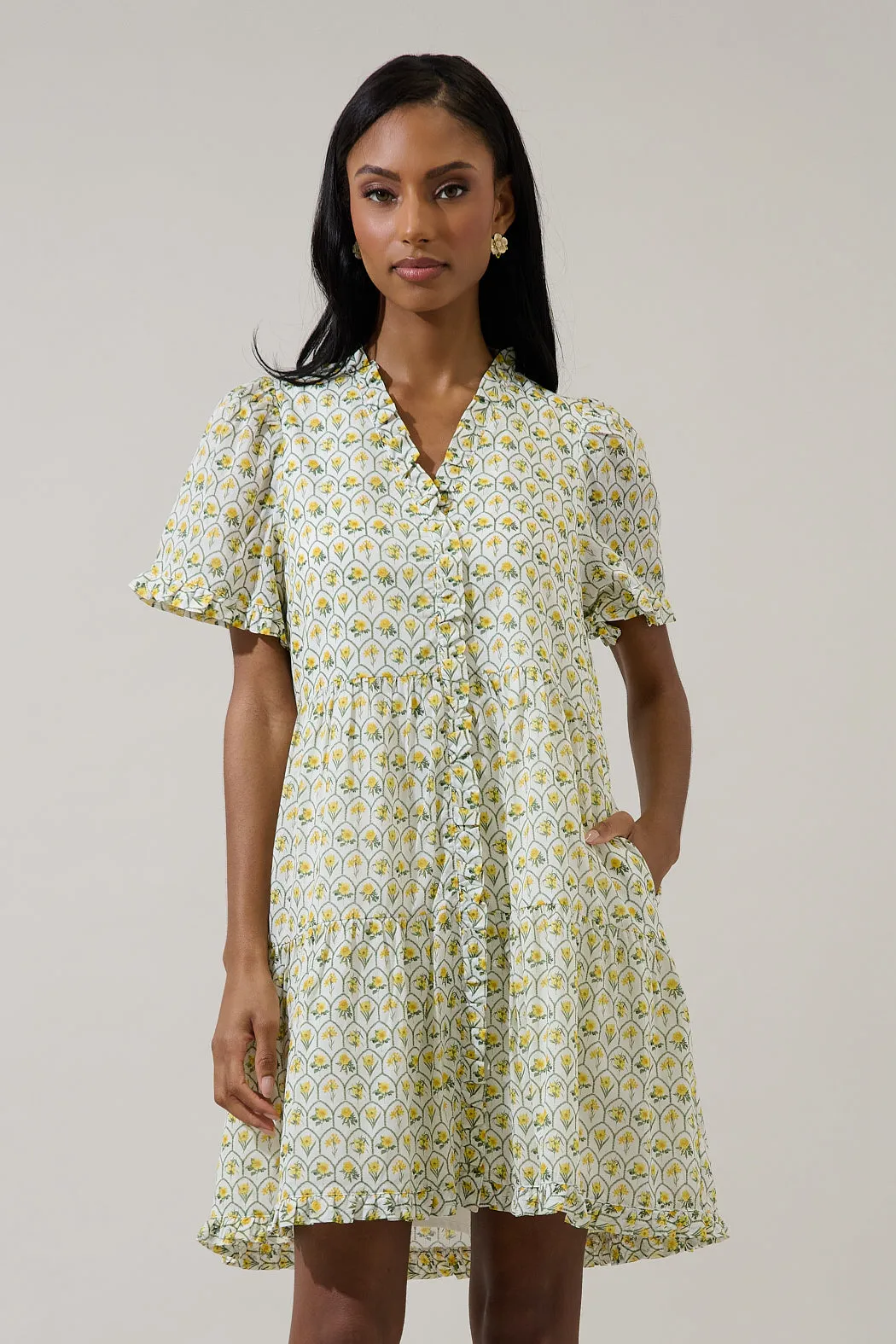 Trinny Floral Kara Shift Mini Dress sold by Sugarlips