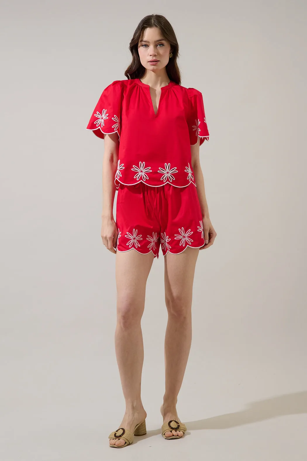 Dayna Embroidered Scalloped Shorts sold by Sugarlips product image thumbnail 4