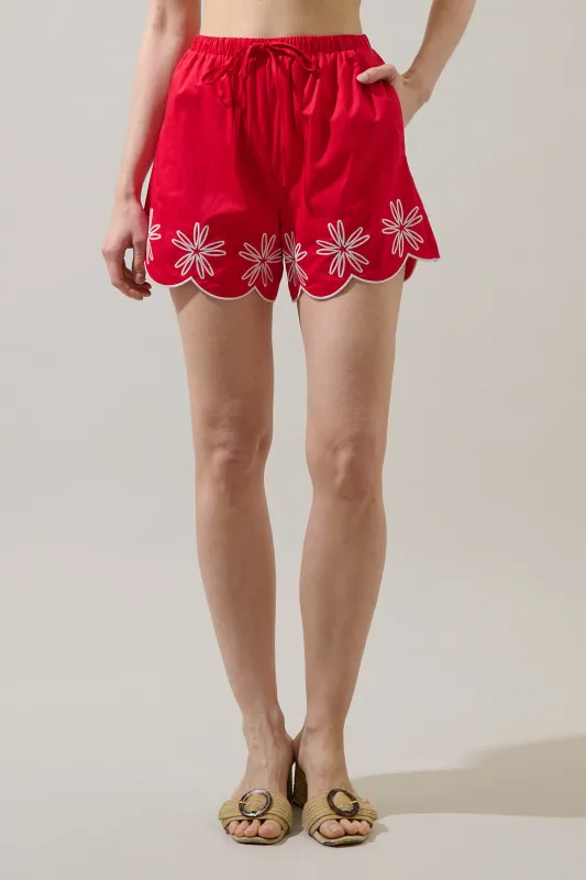 Dayna Embroidered Scalloped Shorts made by Sugarlips