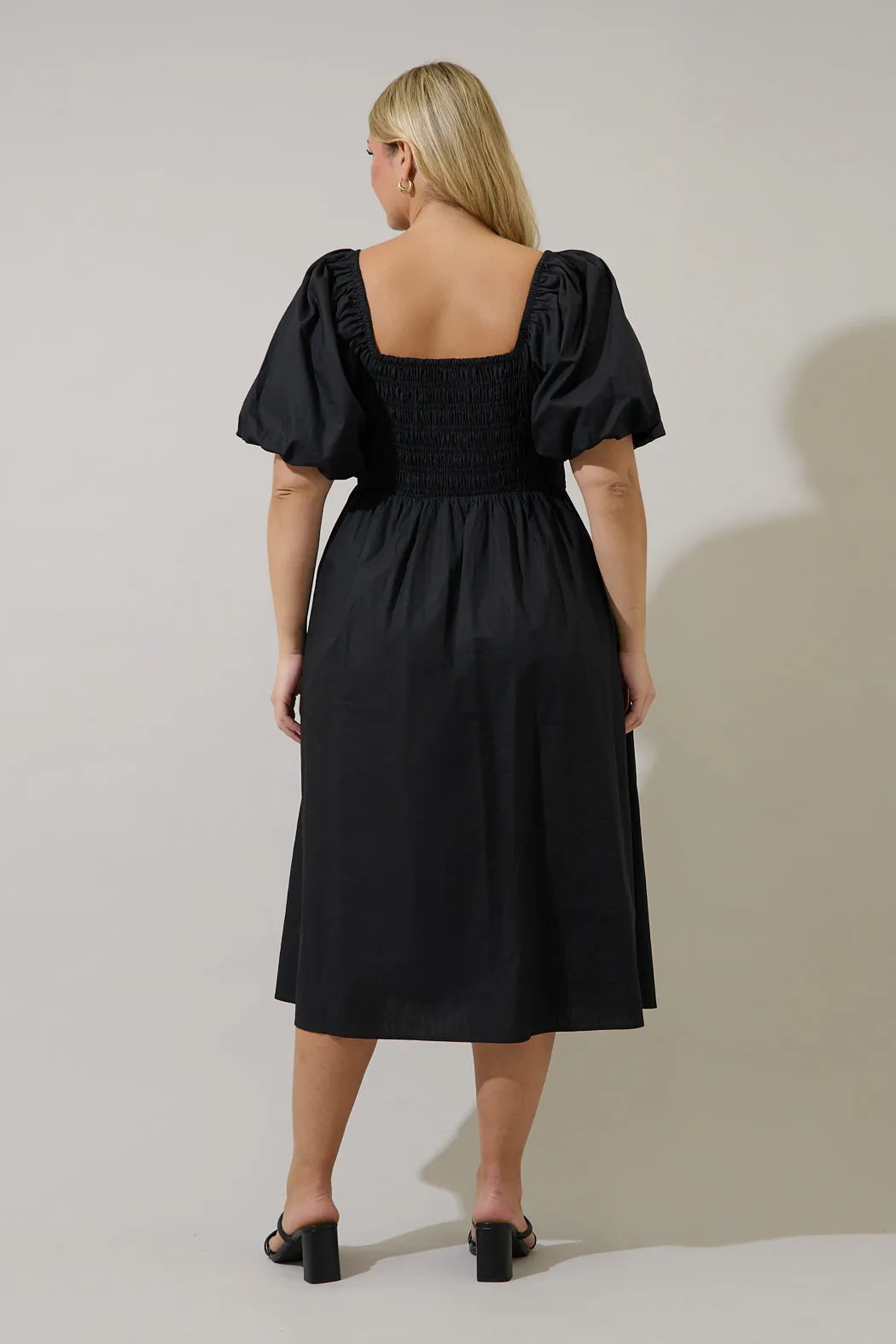 Sonia Bubble Sleeve Smocked Midi Dress Curve sold by Sugarlips product image thumbnail 2